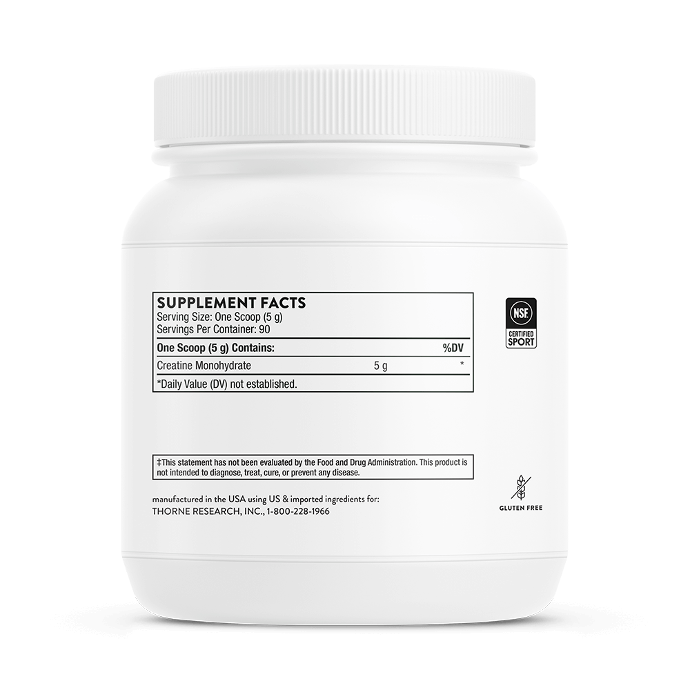 THORNE Creatine - Micronized Creatine Monohydrate Powder - Support for Muscles & Cognitive Function - for Women & Men - Unflavored - NSF Certified for Sport - 5 g per Serving - 90 Servings