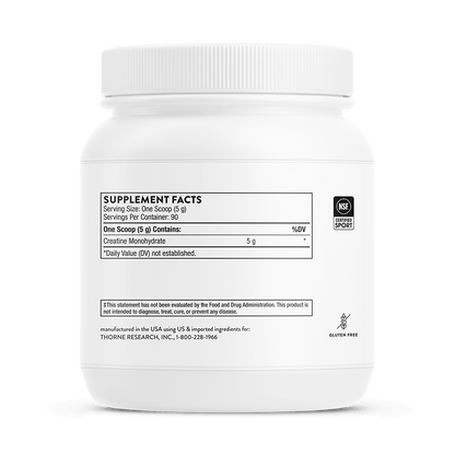 THORNE Creatine - Micronized Creatine Monohydrate Powder - Support for Muscles & Cognitive Function - for Women & Men - Unflavored - NSF Certified for Sport - 5 g per Serving - 90 Servings
